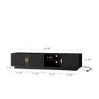 Mueble de TV negro de mediados de siglo con luces LED y almacenamiento para televisores de hasta 60 pulgadas