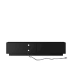 Mueble de TV negro de mediados de siglo con luces LED y almacenamiento para televisores de hasta 60 pulgadas