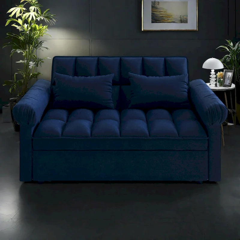 Sofá cama convertible biplaza con respaldo ajustable