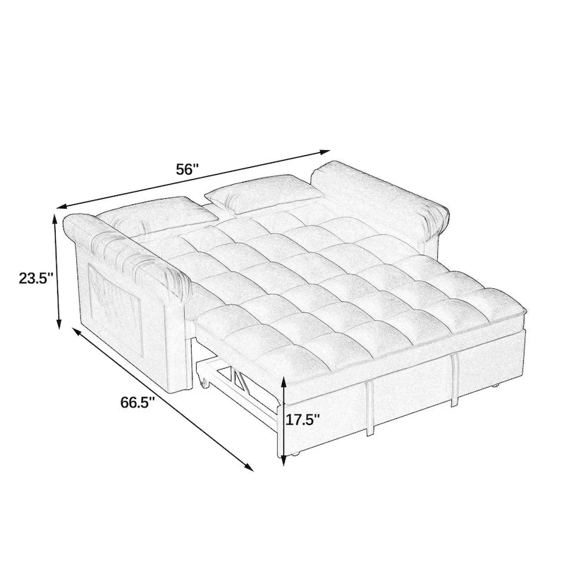 Sofá cama convertible biplaza con respaldo ajustable