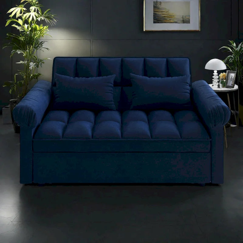 Sofá cama convertible biplaza con respaldo ajustable
