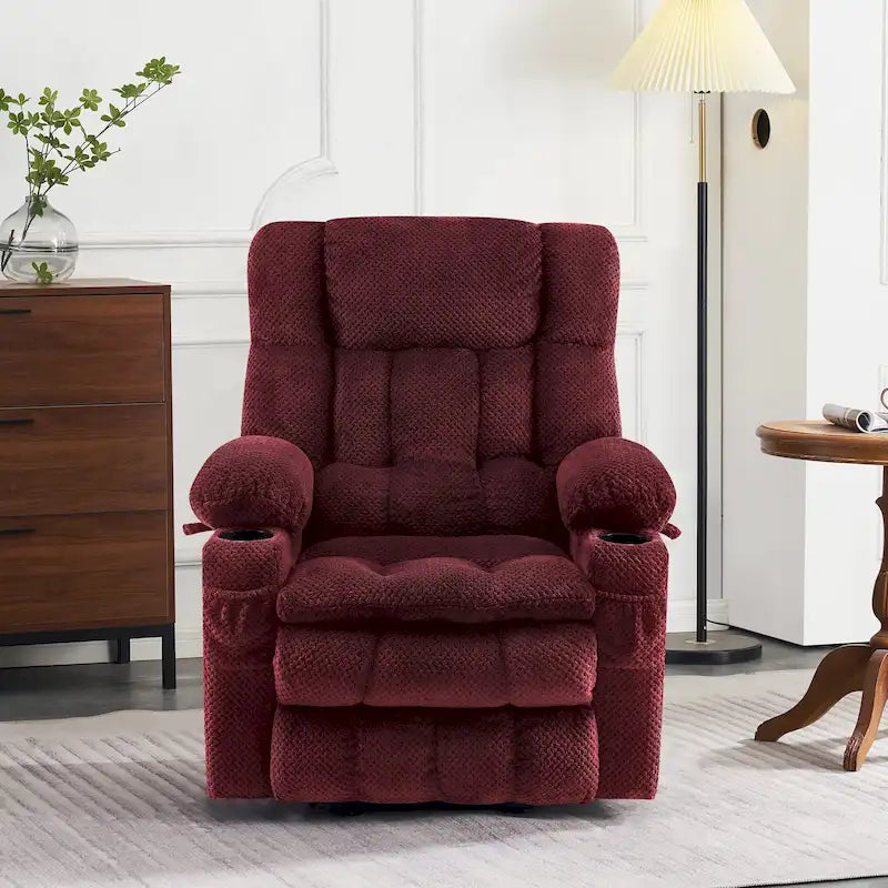 MCombo Medium Dual Motor Power Lift Recliner Chair Infinite Position, Massage and Heat, Extended Footrest, Fabric 7890