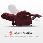 MCombo Medium Dual Motor Power Lift Recliner Chair Infinite Position, Massage and Heat, Extended Footrest, Fabric 7890