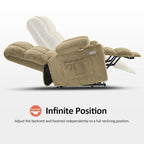 MCombo Medium Dual Motor Power Lift Recliner Chair Infinite Position, Massage and Heat, Extended Footrest, Fabric 7890