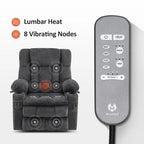 MCombo Medium Dual Motor Power Lift Recliner Chair Infinite Position, Massage and Heat, Extended Footrest, Fabric 7890