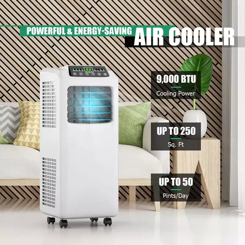Climatiseur portable 3-en-1 Costway 5500 BTU (9000 BTU ASHRAE) avec déshumidificateur intégré et kit de fenêtre