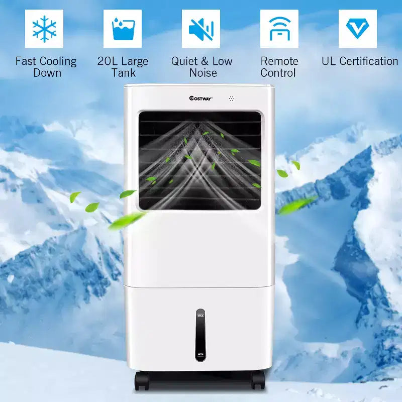 Rafraîchisseur d'air évaporatif portable Costway Ventilateur et humidificateur avec télécommande Minuteur 7,5 h