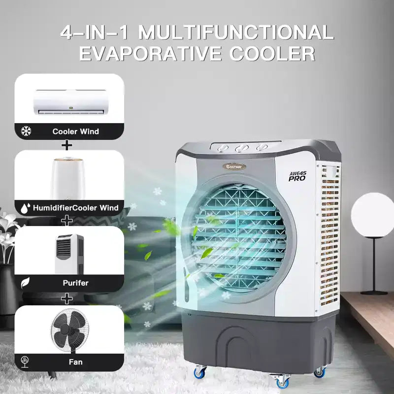 Costway 3450CFMIndustrialEvaporativeCooler 4-in-1AirCoolingFan 45L Tank