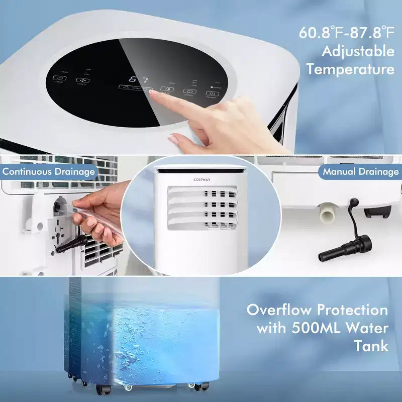 Costway 6500 BTU (9000 BTU ASHRAE) Refroidisseur d'air 3 en 1 Climatiseur Portable avec Ventilateur et Déshumidificateur