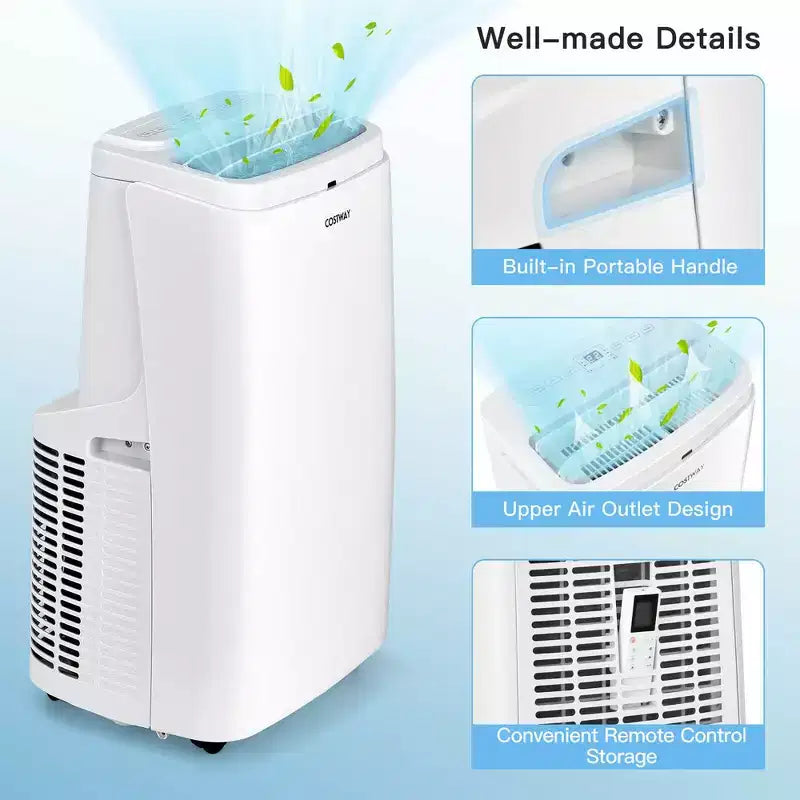 Costway Climatiseur portable 6350 BTU (9000 BTU ASHRAE) 3-en-1 ventilateur rafraîchisseur d'air déshumidificateur avec télécommande