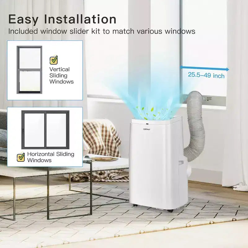 Costway Climatiseur portable 6350 BTU (9000 BTU ASHRAE) 3-en-1 ventilateur rafraîchisseur d'air déshumidificateur avec télécommande