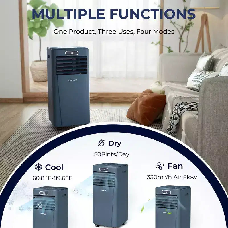 Costway 6000 BTU (10000 BTU ASHRAE) Portable Air Conditioner w/ Remote Control 3-in-1 Air Cooler w/ Drying