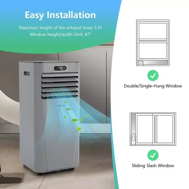Costway 6000 BTU (10000 BTU ASHRAE) Portable Air Conditioner w/ Remote Control 3-in-1 Air Cooler w/ Drying