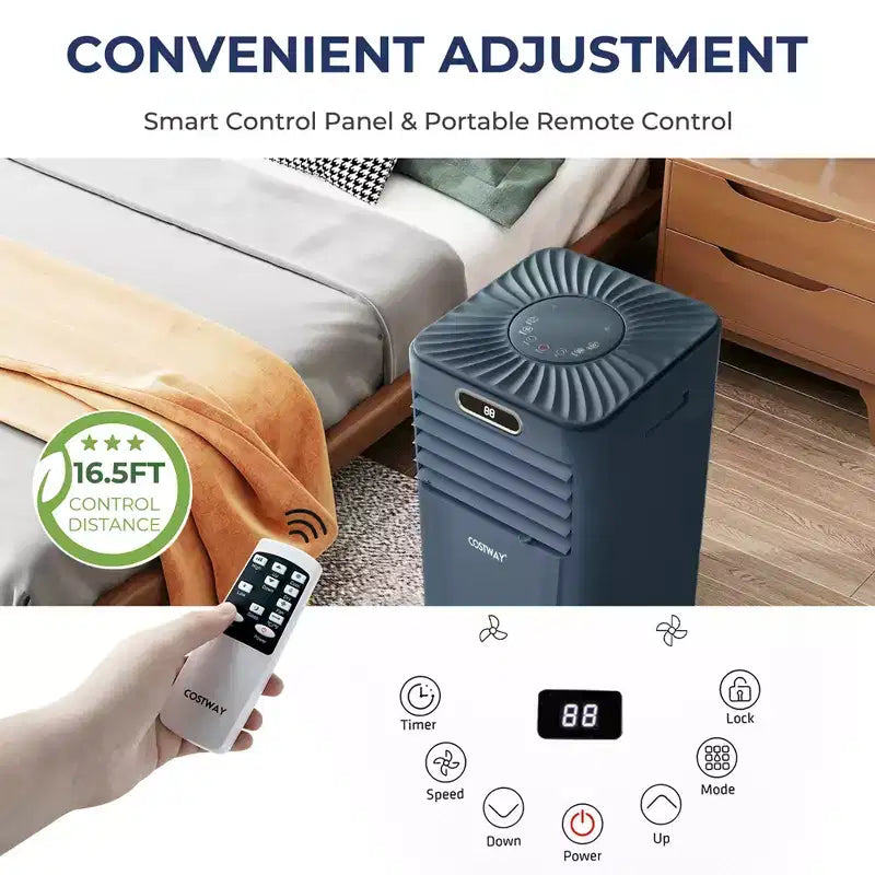 Costway 6000 BTU (10000 BTU ASHRAE) Portable Air Conditioner w/ Remote Control 3-in-1 Air Cooler w/ Drying