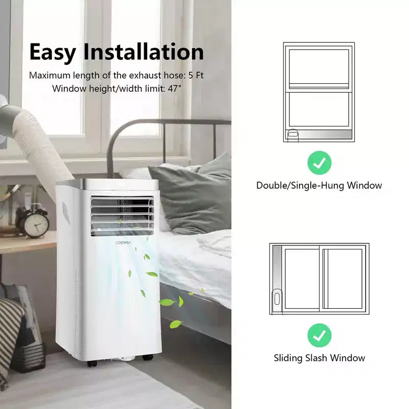 Climatiseur portable Costway 8000 BTU/10000 BTU ASHRAE 3-en-1 avec télécommande