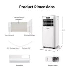 Climatiseur portable Costway 5000 BTU (8000 BTU ASHRAE) avec télécommande, refroidisseur d'air 3-en-1 avec séchage