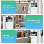 Climatiseur portable Costway 5000 BTU (8000 BTU ASHRAE) avec télécommande, refroidisseur d'air 3-en-1 avec séchage