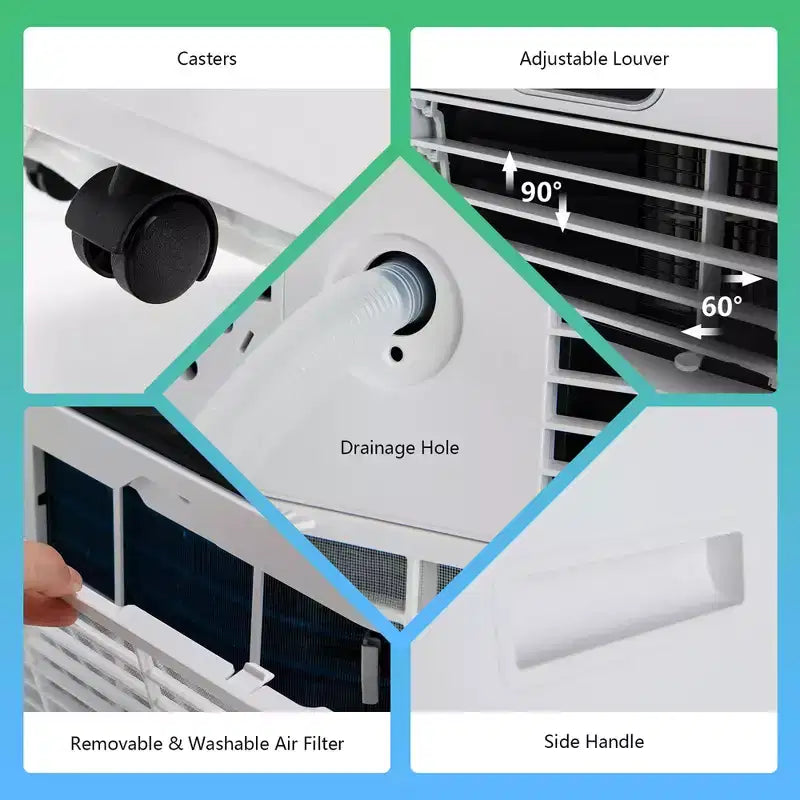 Climatiseur portable Costway 5000 BTU (8000 BTU ASHRAE) avec télécommande, refroidisseur d'air 3-en-1 avec séchage