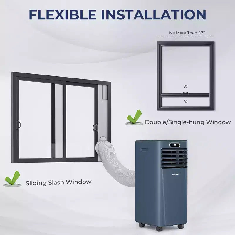 Climatiseur portable Costway 5000 BTU (8000 BTU ASHRAE) avec télécommande, refroidisseur d'air 3-en-1 avec séchage