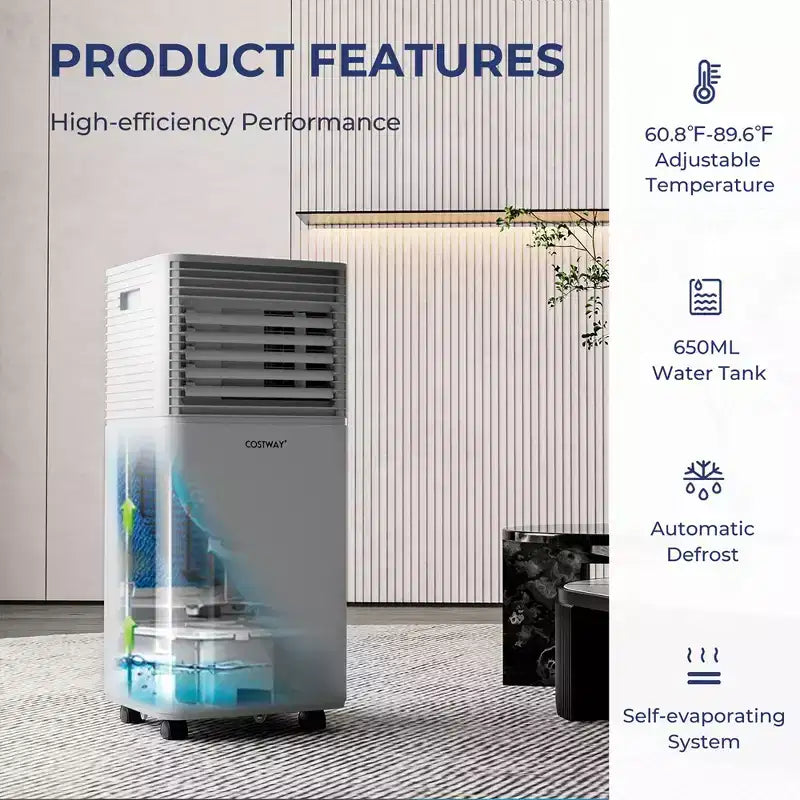Costway 10000 BTU ASHRAE Portable Air Conditioner 3-in-1 Air Cooler w/Dehumidifier & Fan Mode