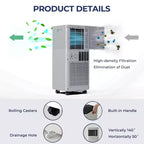Costway 10000 BTU ASHRAE Portable Air Conditioner 3-in-1 Air Cooler w/Dehumidifier & Fan Mode