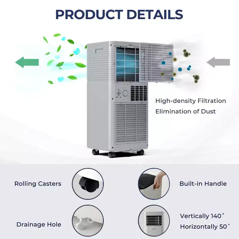 Costway 10000 BTU ASHRAE Portable Air Conditioner 3-in-1 Air Cooler w/Dehumidifier & Fan Mode