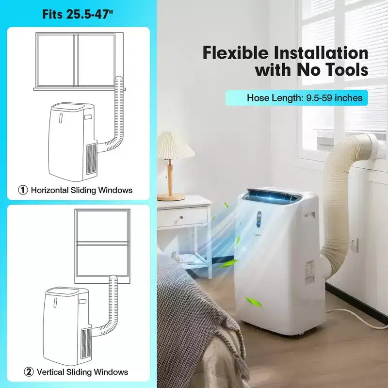 Climatiseur portable 4-en-1 Costway 8800 BTU (12000 BTU ASHRAE) avec contrôle intelligent APP et WiFi