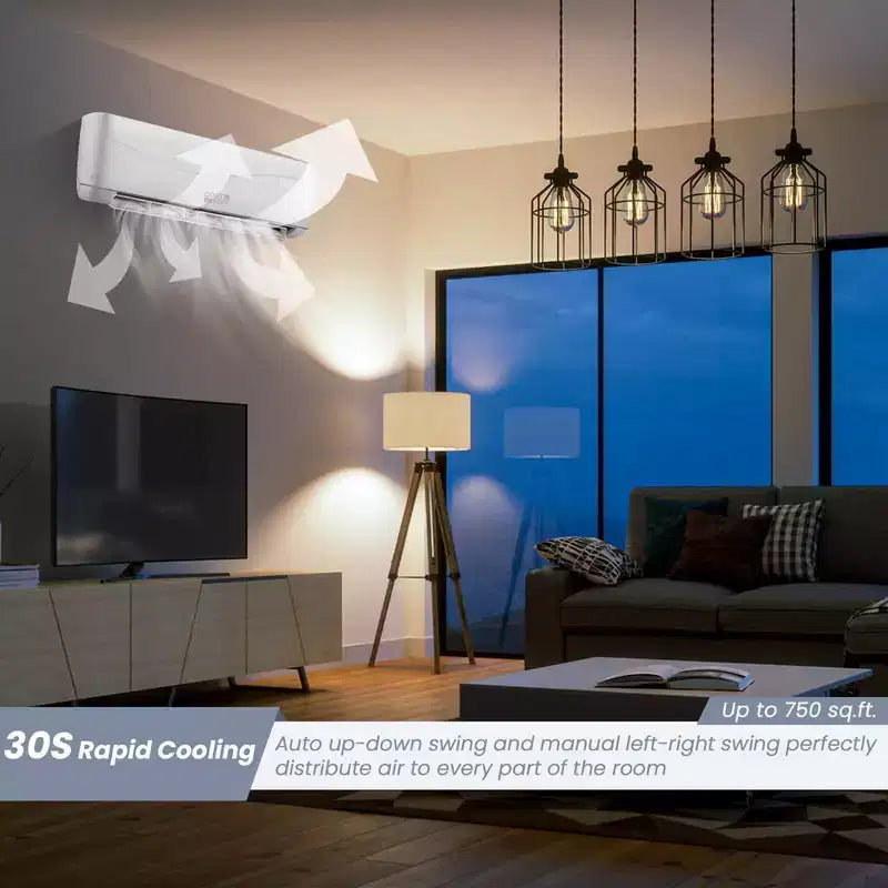 Costway 12000 BTU Mini Split Air Conditioner & Heater Ductless 17 SEER2 750 Sq. Ft