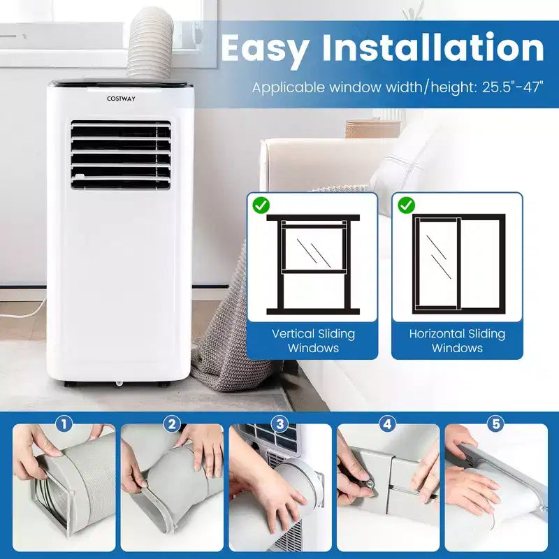 Costway 6000 BTU (9000 BTU ASHAR) Portable Air Conditioner 3-in-1 AC Unit with Cool Dehum Fan Sleep Mode