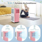 Climatiseur Portable Costway 7100 BTU (10000 BTU ASHARE) Unité AC 3-en-1 avec Refroidissement Déshumidification Ventilation Mode Veille