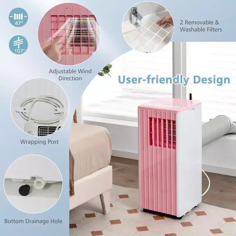 Climatiseur Portable Costway 7100 BTU (10000 BTU ASHARE) Unité AC 3-en-1 avec Refroidissement Déshumidification Ventilation Mode Veille
