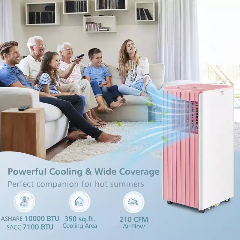 Climatiseur Portable Costway 7100 BTU (10000 BTU ASHARE) Unité AC 3-en-1 avec Refroidissement Déshumidification Ventilation Mode Veille
