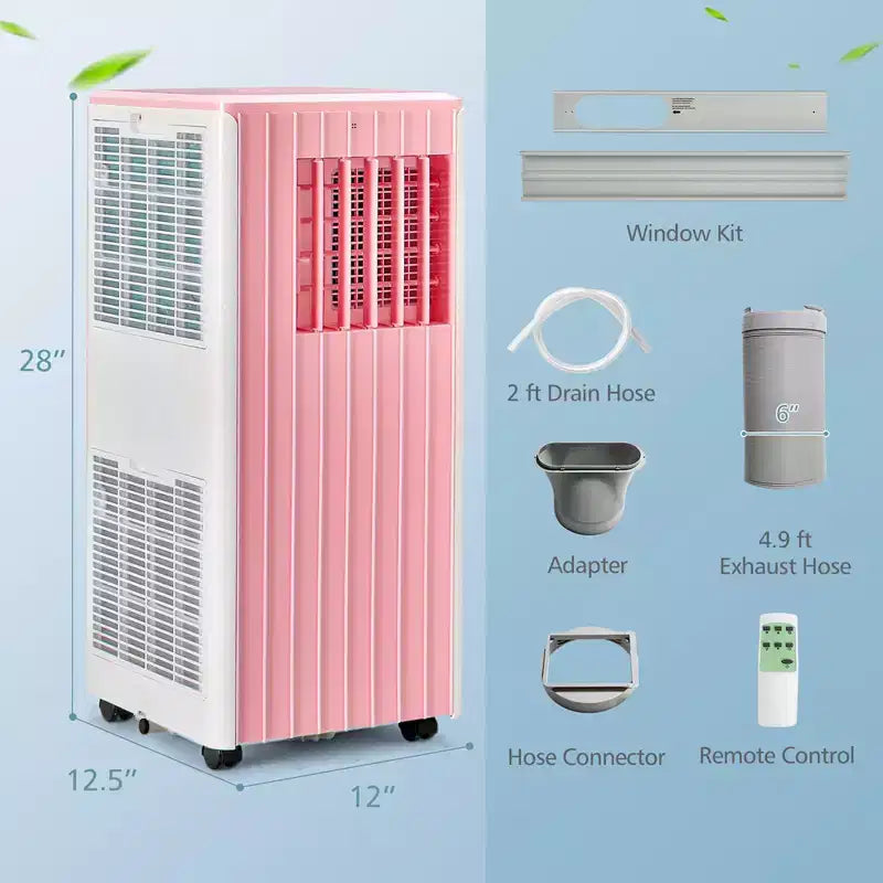 Climatiseur Portable Costway 7100 BTU (10000 BTU ASHARE) Unité AC 3-en-1 avec Refroidissement Déshumidification Ventilation Mode Veille