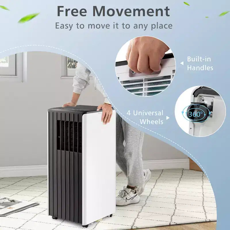 Climatiseur Portable Costway 7100 BTU (10000 BTU ASHARE) Unité AC 3-en-1 avec Refroidissement Déshumidification Ventilation Mode Veille
