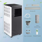 Climatiseur Portable Costway 7100 BTU (10000 BTU ASHARE) Unité AC 3-en-1 avec Refroidissement Déshumidification Ventilation Mode Veille
