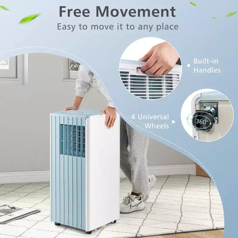 Climatiseur Portable Costway 7100 BTU (10000 BTU ASHARE) Unité AC 3-en-1 avec Refroidissement Déshumidification Ventilation Mode Veille