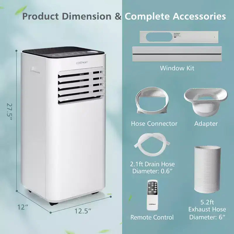 Costway 10000 BTU Portable Air Conditioner 3-in-1 Air Cooler with Fan Dehum Sleep Mode