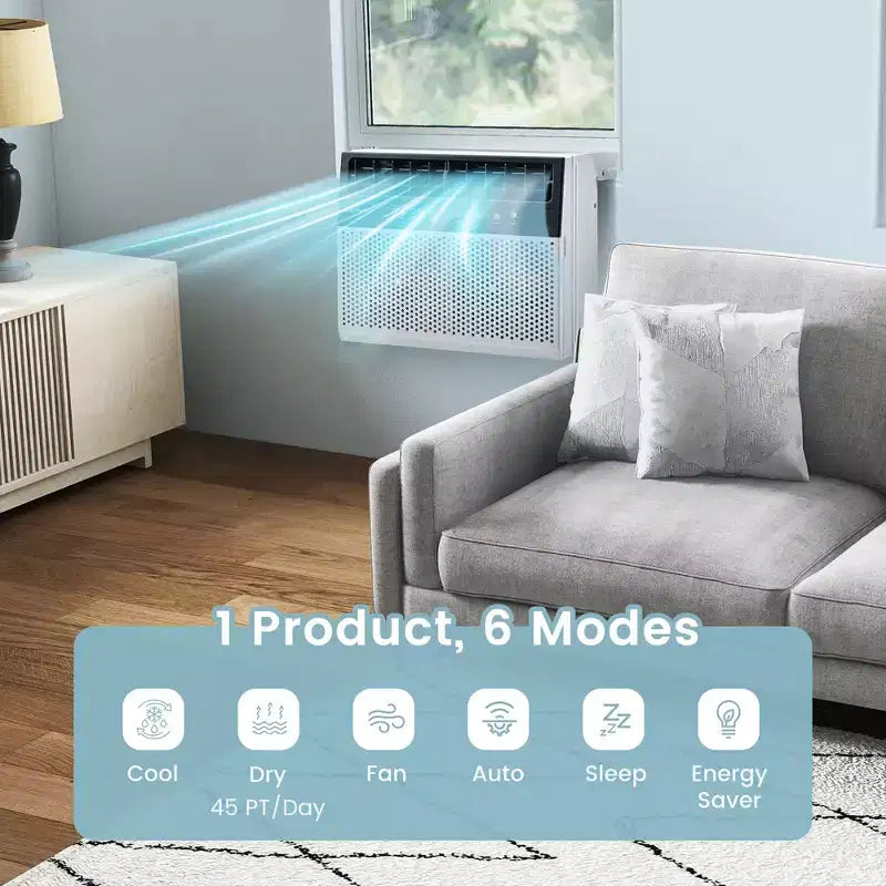 Costway 8100 BTU (12000 BTU Ashrae) Window Air Conditioner with Remote, LED Control Panel, up to 400 Sq.Ft.