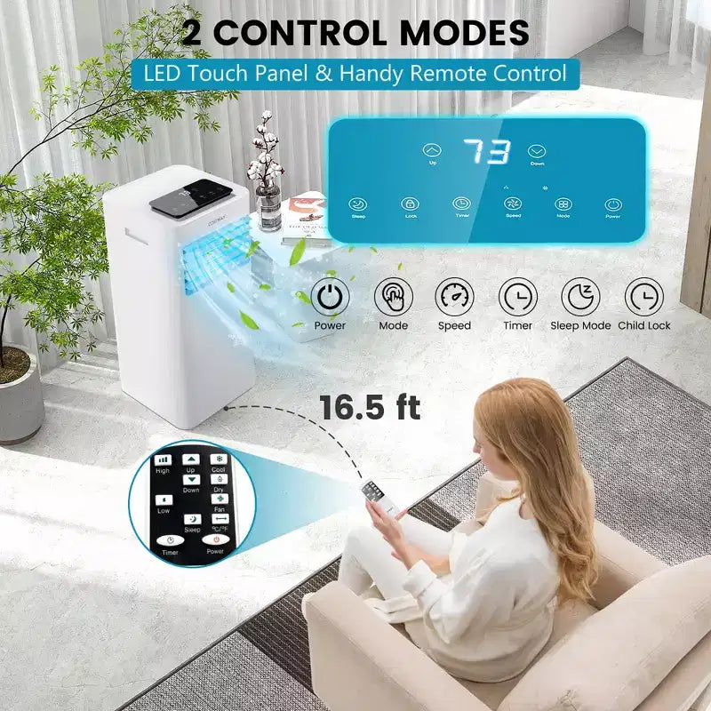 Costway 8000 BTU Portable Air Conditioner 3-in-1 AC Unit with Cool Fan Dehum Sleep Mode