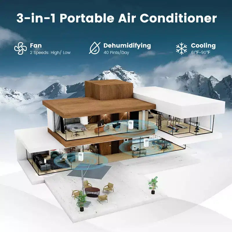 Climatiseur portable 8000 BTU Costway avec déshumidificateur et mode ventilateur, jusqu'à 23 m²