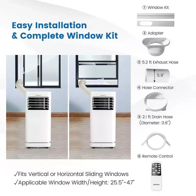 Costway 6000BTU (10000 BTU ASHRAE) Portable Air Conditioner with Dehumidifier & Fan Mode, up to 350 Sq.Ft