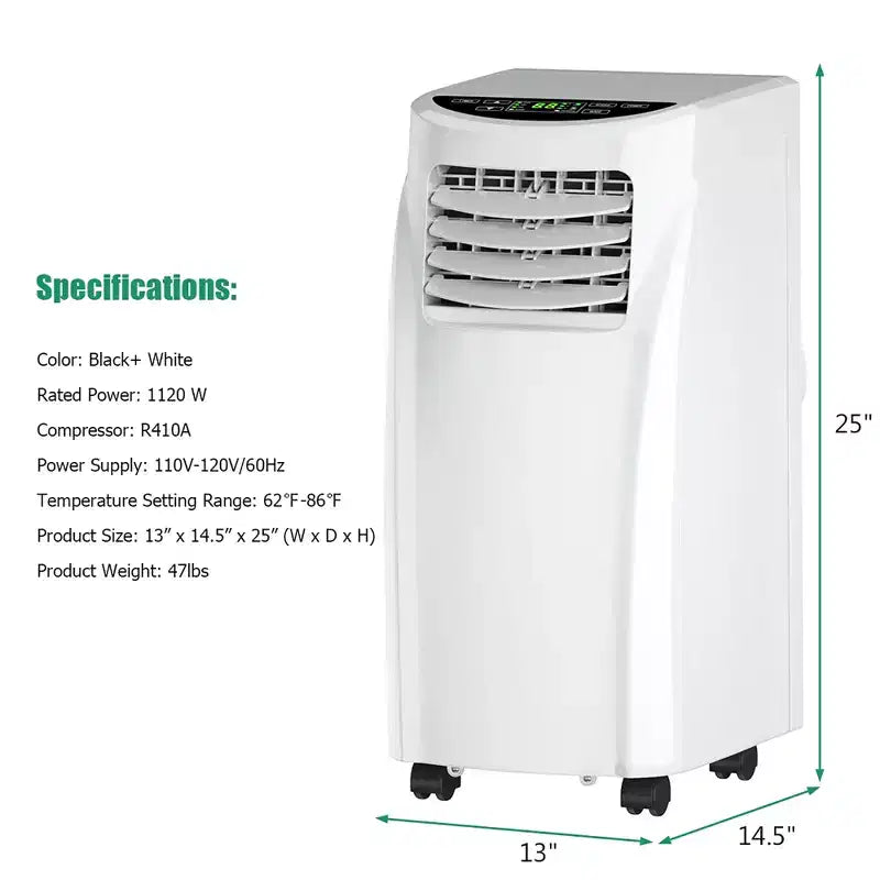 Costway Climatiseur portable 5500 BTU (8000 BTU ASHRAE) et déshumidificateur avec télécommande