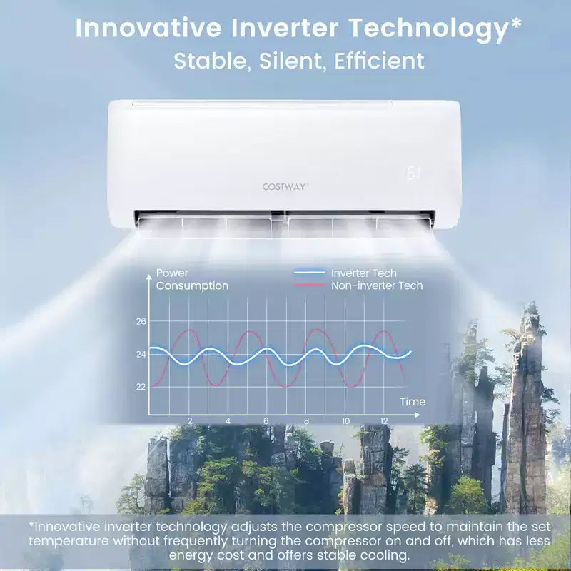 Climatiseur mural Costway 18 000 BTU avec thermopompe et télécommande