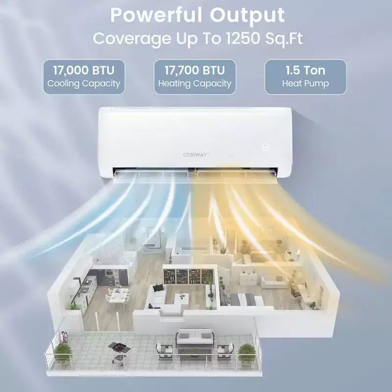 Climatiseur mural Costway 18 000 BTU avec thermopompe et télécommande