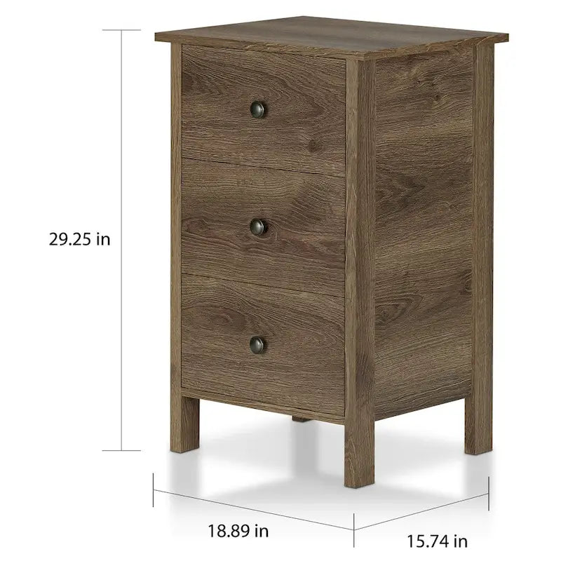 Table de chevet Mulgrew en bois d'ingénierie noyer rustique vieilli à 3 tiroirs par Carbon Loft