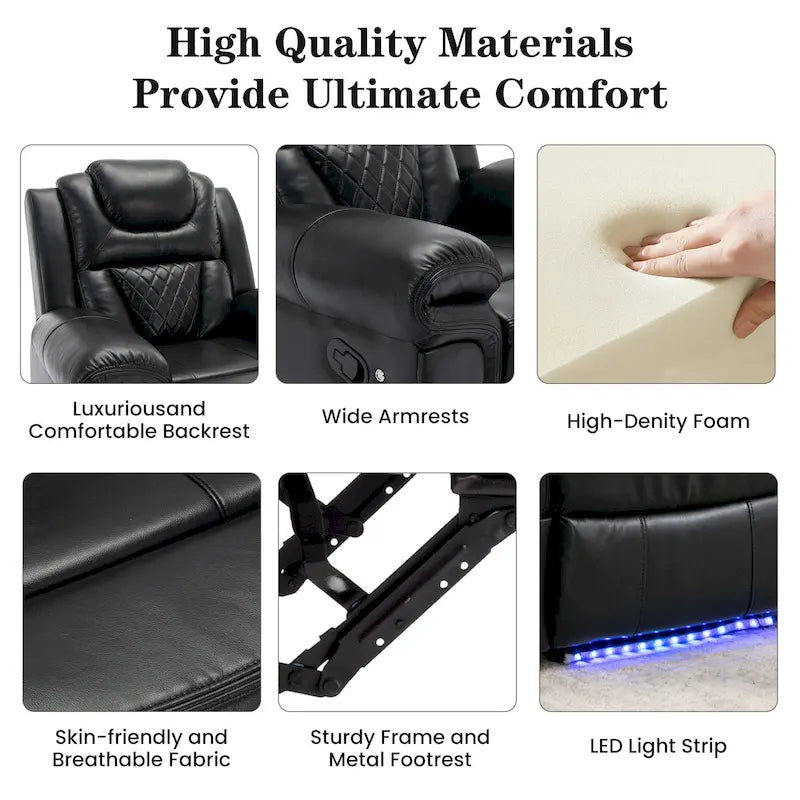 Home Theater Seating Manual Recliner Loveseat with Hide-Away Storage