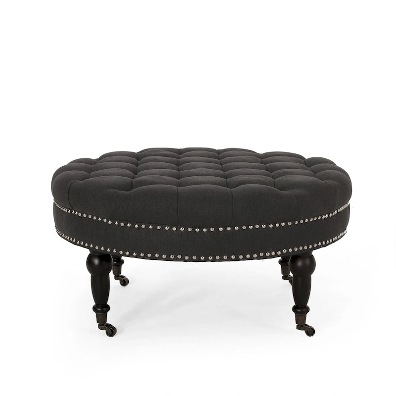 Pouf rond contemporain Cimarron avec roulettes par Christopher Knight Home