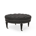 Pouf rond contemporain Cimarron avec roulettes par Christopher Knight Home