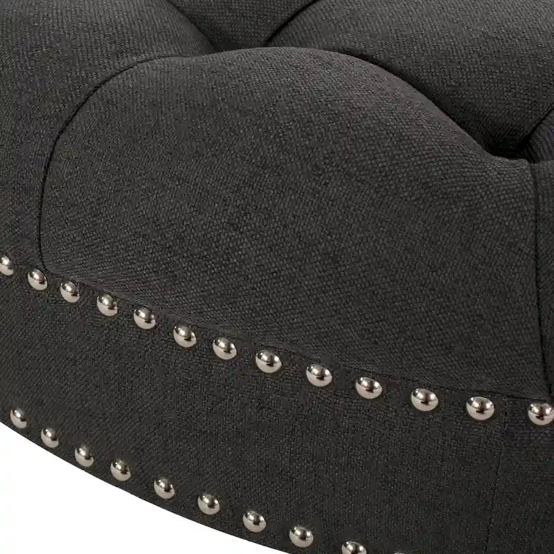 Pouf rond contemporain Cimarron avec roulettes par Christopher Knight Home