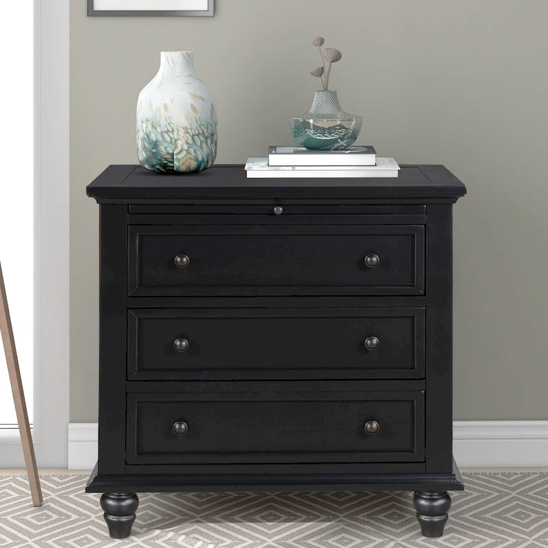 Wood 3-Drawer Storage Cabinet with Pull-Out Tray - 16.90 x 28.00 x 28.10